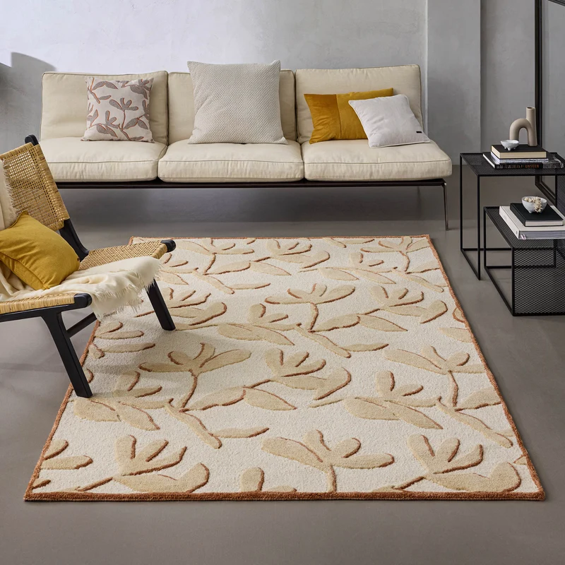 Kurzflor Teppich aus Schurwolle Beige Multi "Summers Peak" WECONhome