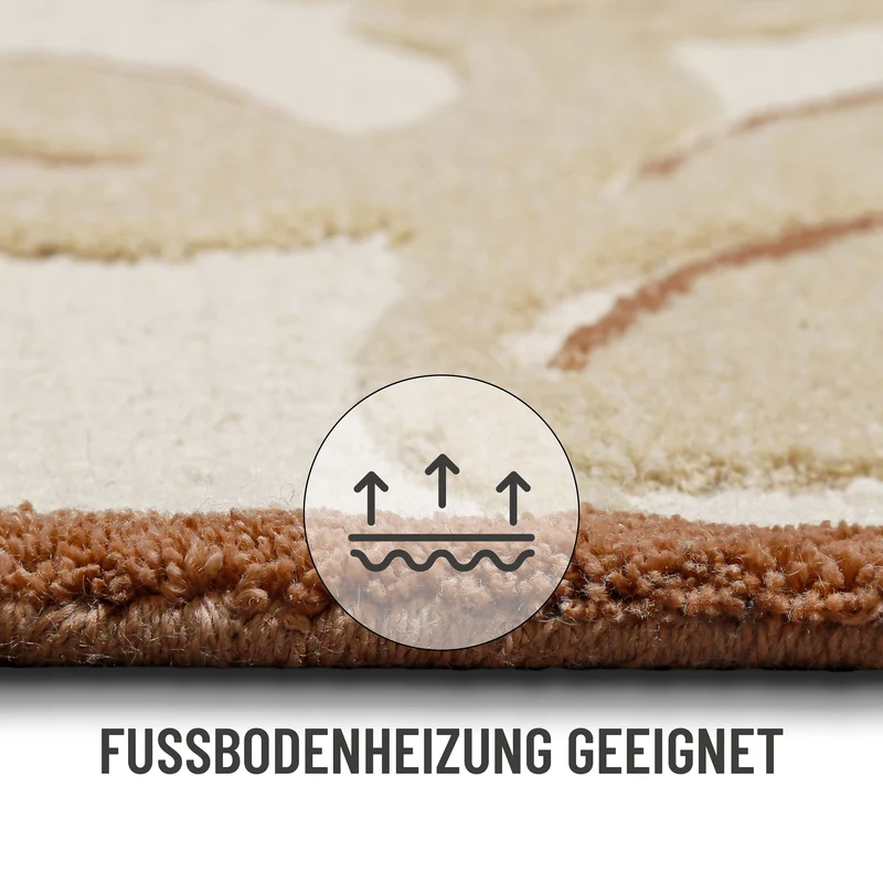 Kurzflor Teppich aus Schurwolle Beige Multi "Summers Peak" WECONhome