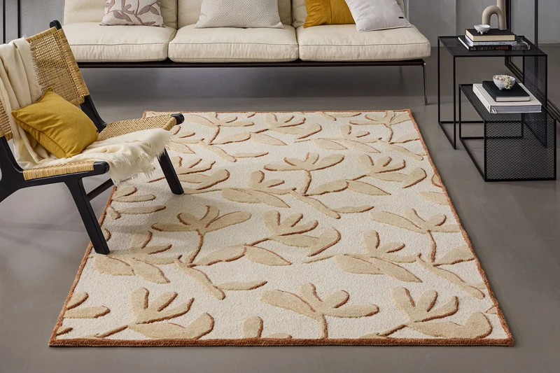 Kurzflor Teppich aus Schurwolle Beige Multi "Summers Peak" WECONhome