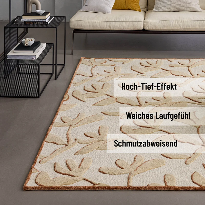 Kurzflor Teppich aus Schurwolle Beige Multi "Summers Peak" WECONhome