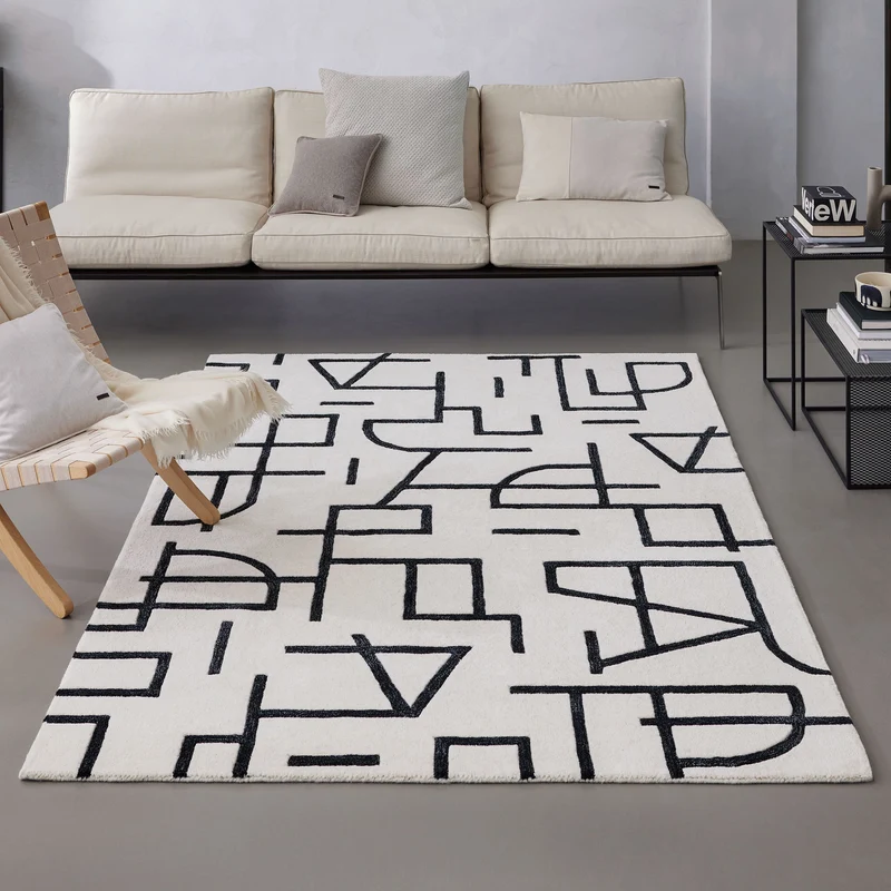 Kurzflor Teppich aus Schurwolle Creme Weiß "Beatrice" WECONhome