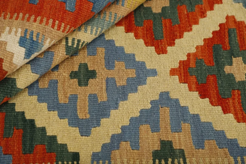 MY-RUG Teppich "Kelim" Rauten-& Diamantmuster, Handgewebt