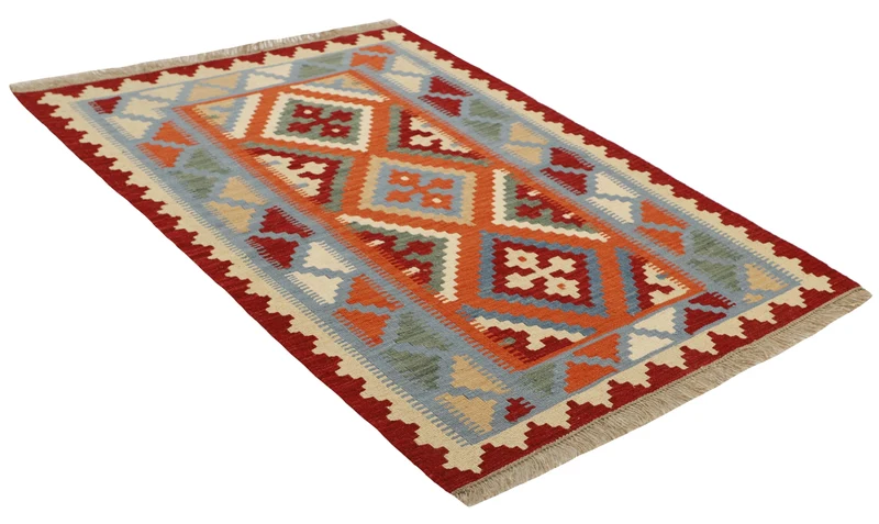 MY-RUG Teppich "Kelim" Rauten-& Diamantmuster, Handgewebt