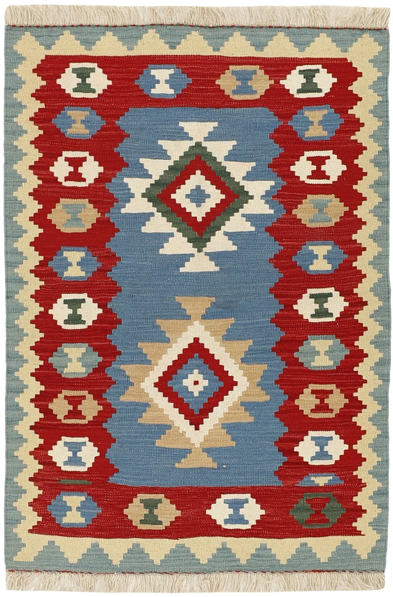 MY-RUG Teppich "Kelim" Rauten-& Diamantmuster, Handgewebt
