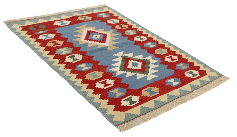 MY-RUG Teppich "Kelim" Rauten-& Diamantmuster, Handgewebt