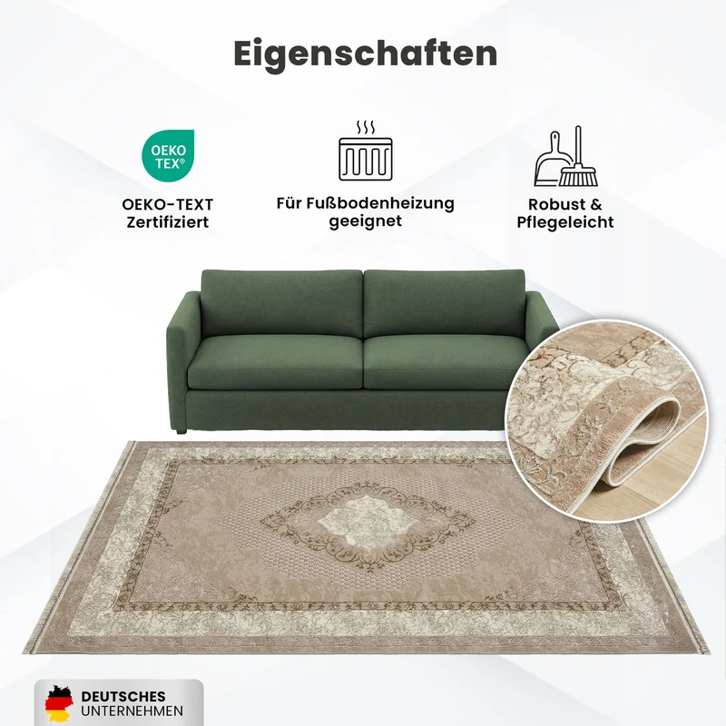 Teppich Klassisch Modern mit Ornament-Muster Orient Läufer Für Fußbodenheizung geeignet