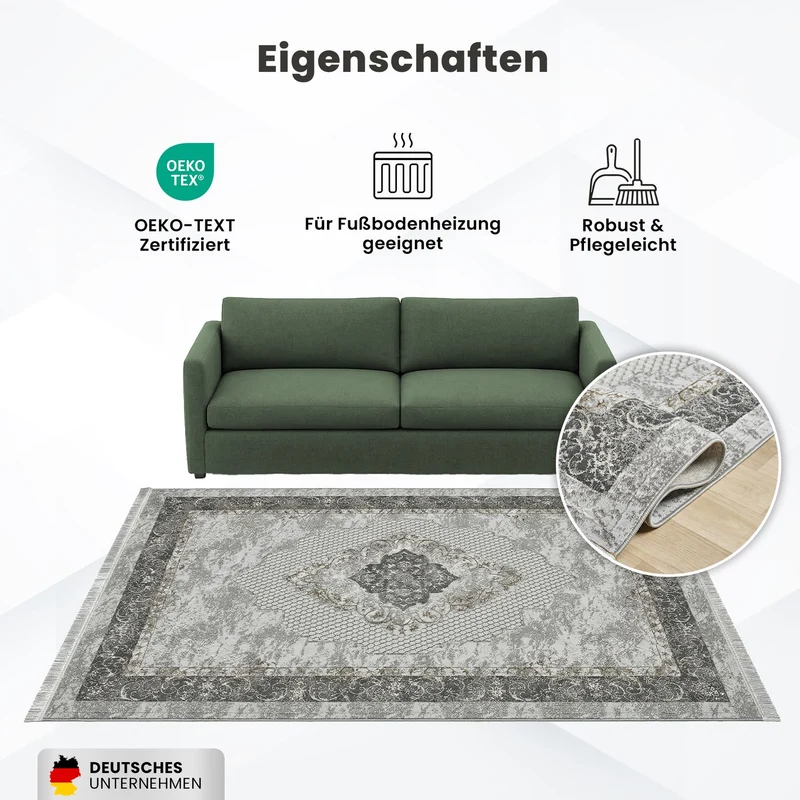 Teppich Klassisch Modern mit Ornament-Muster Orient Läufer Für Fußbodenheizung geeignet