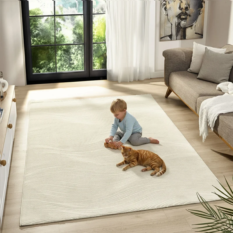 Teppich Wohnzimmer Schlafzimmer Geometrische Wellen Modern | Qualitativ Hochwertig |