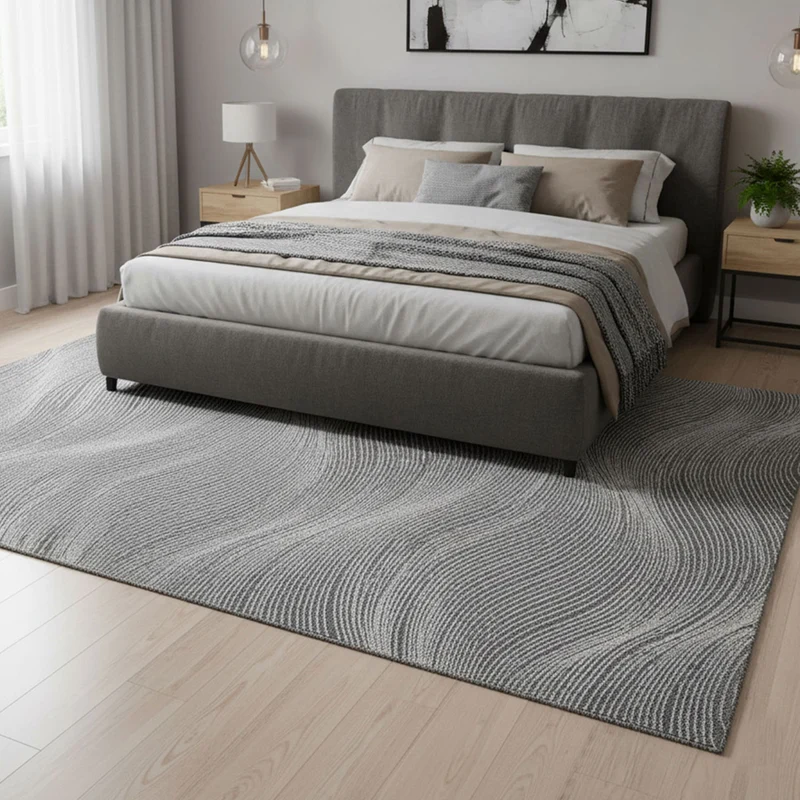 Teppich Wohnzimmer Schlafzimmer Geometrische Wellen Modern | Qualitativ Hochwertig |