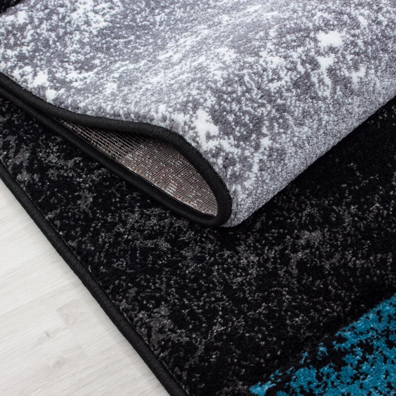 Carpettex Kurzflor Teppich Konturenschnitt Karo Meliert Waschbar