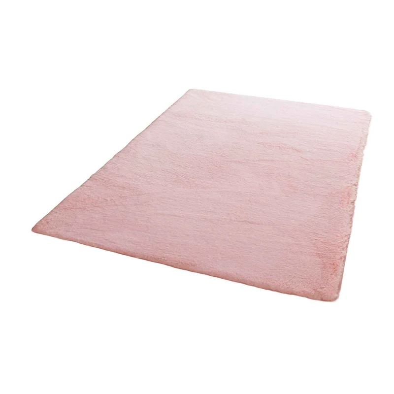 Fellteppich Kunstfell Teppich Imitat in Rose Dicht Flauschig Seidiger Glanz