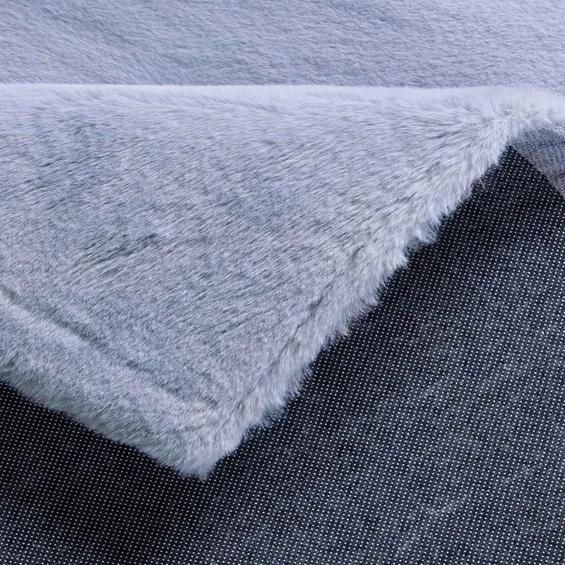 Fellteppich Kunstfell Teppich Imitat in L.Grey Dicht Flauschig Seidiger Glanz