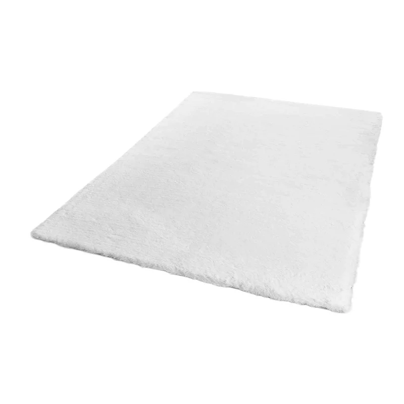 Fellteppich Kunstfell Teppich Imitat in Creme Dicht Flauschig Seidiger Glanz