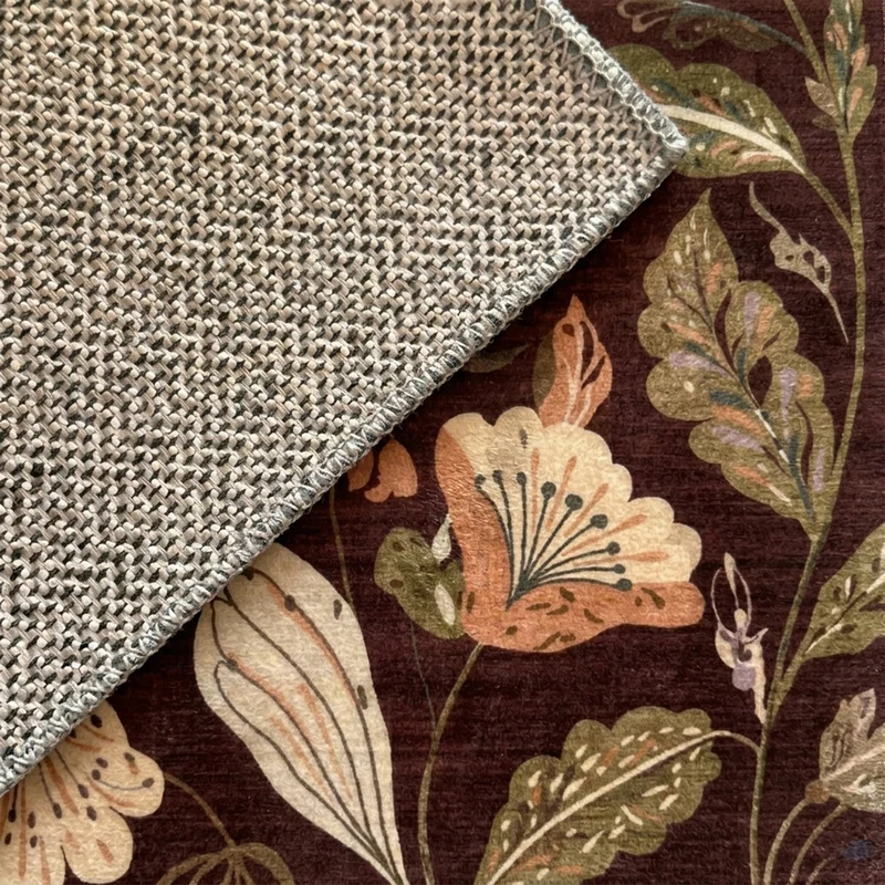 Waschbarer Teppich - Misty Flowers Braun