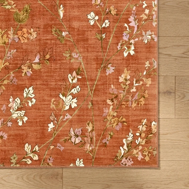 Waschbarer Teppich - Misty Floral Terrakotta
