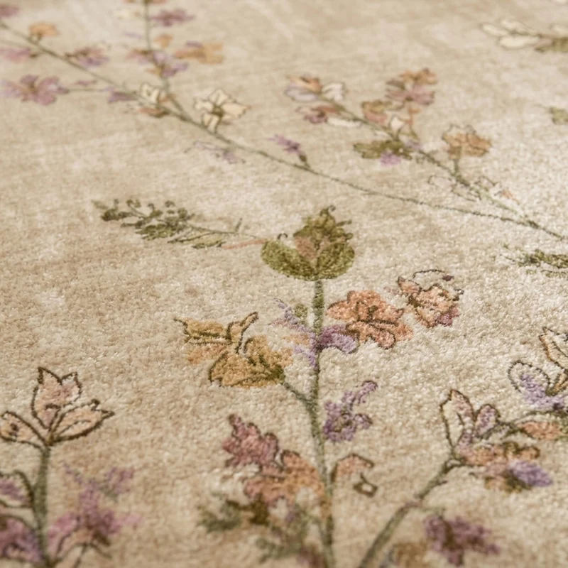 Waschbarer Teppich - Misty Floral Creme
