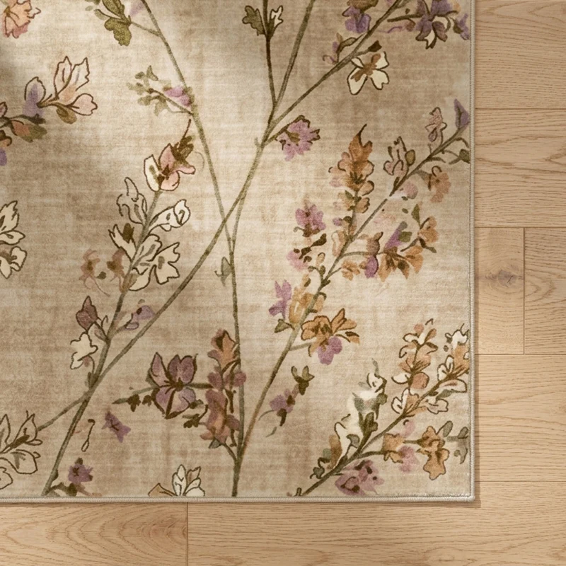 Waschbarer Teppich - Misty Floral Creme