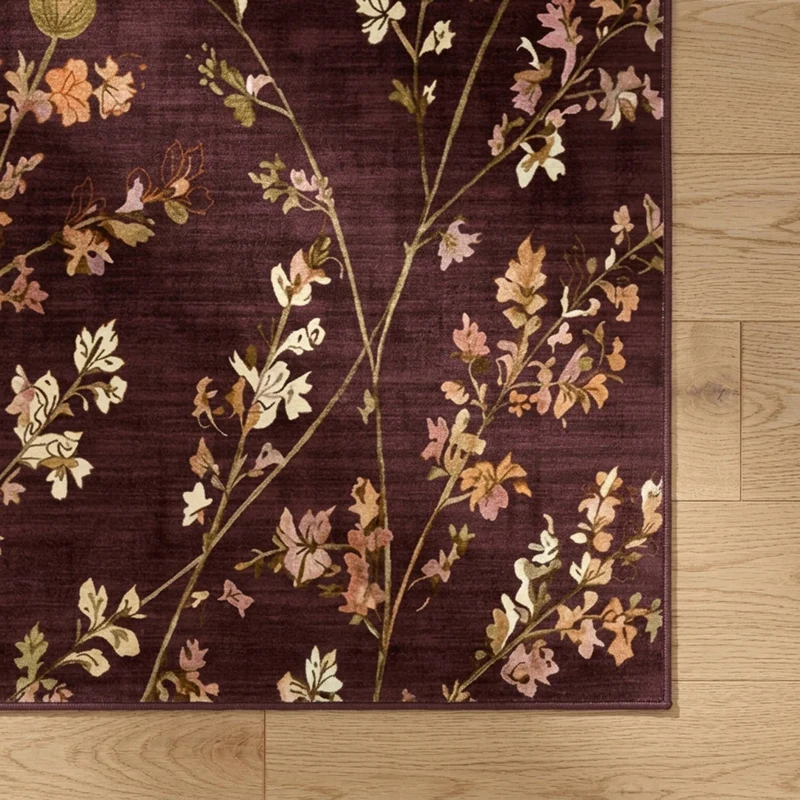 Waschbarer Teppich - Misty Floral Braun