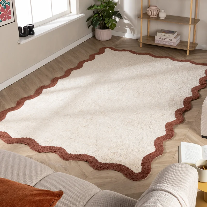 Waschbarer Teppich - Hazy Braun Creme