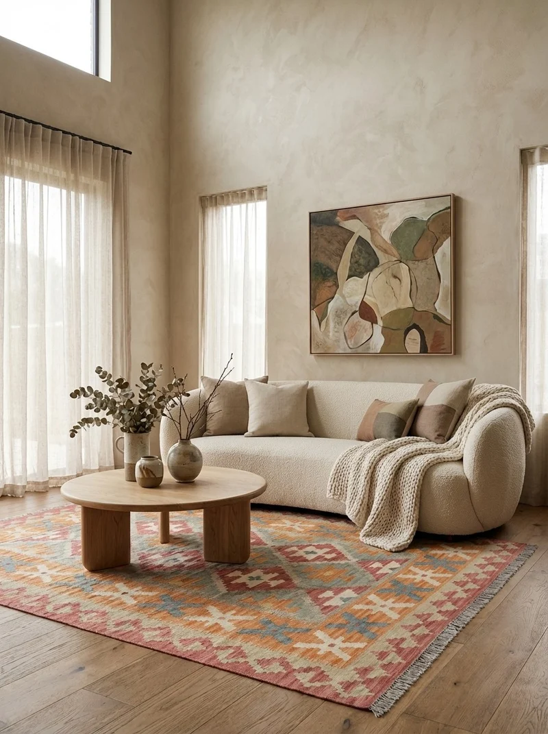 Kelim Gashgai · Handgewebt – Beige, 203x149 cm