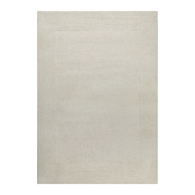 Kurzflor Teppich Creme Weiß aus Schurwolle "Hamptons TWENTYONE" WECONhome