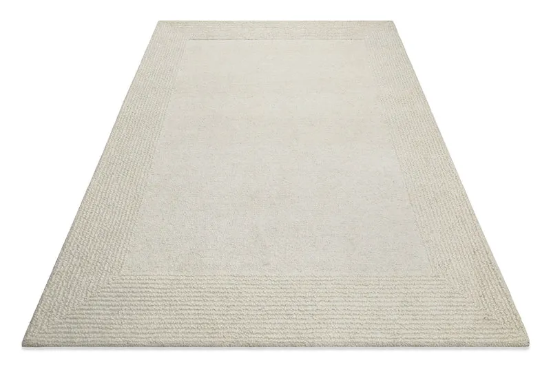 Kurzflor Teppich Creme Weiß aus Schurwolle "Hamptons TWENTYONE" WECONhome