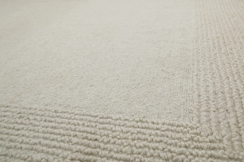 Kurzflor Teppich Creme Weiß aus Schurwolle "Hamptons TWENTYONE" WECONhome