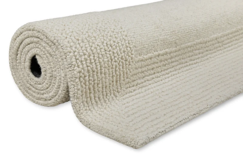 Kurzflor Teppich Creme Weiß aus Schurwolle "Hamptons TWENTYONE" WECONhome