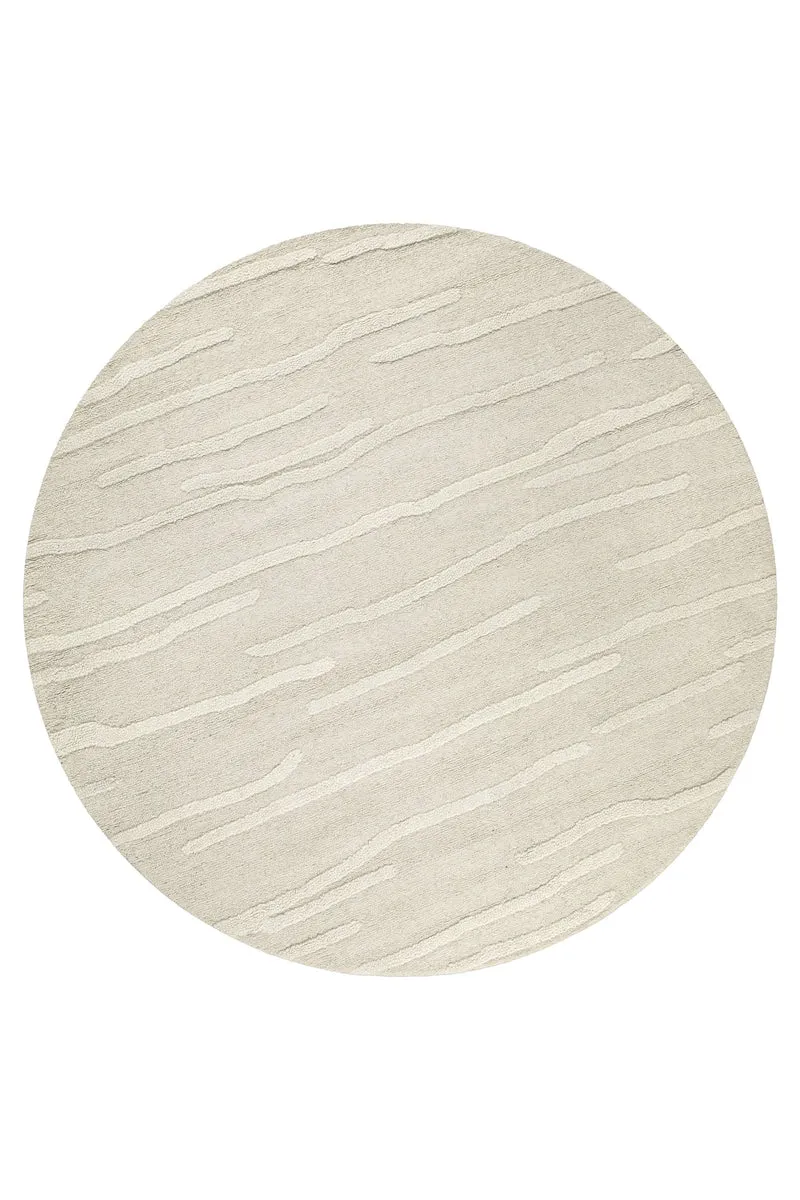 Kurzflor Teppich Rund Creme Weiß aus Schurwolle "Hamptons TWENTY" WECONhome