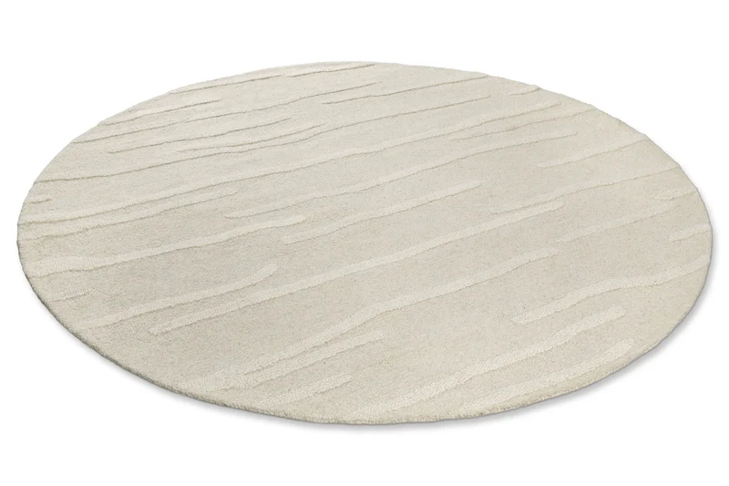 Kurzflor Teppich Rund Creme Weiß aus Schurwolle "Hamptons TWENTY" WECONhome