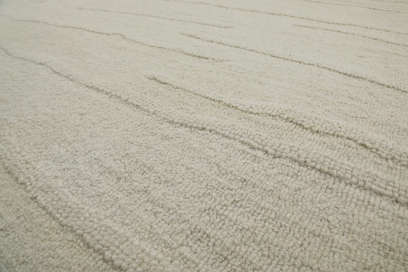 Kurzflor Teppich Rund Creme Weiß aus Schurwolle "Hamptons TWENTY" WECONhome
