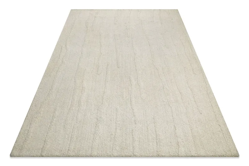 Kurzflor Teppich Creme Weiß aus Schurwolle "Hamptons TWENTY" WECONhome