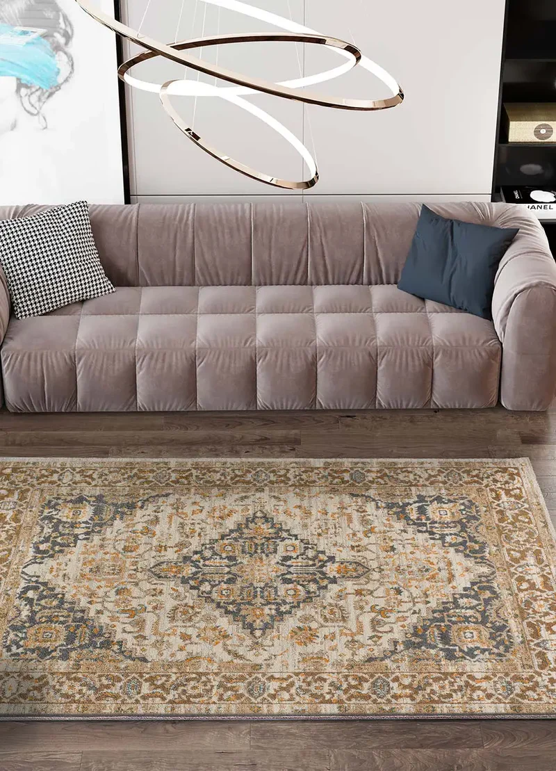 Alfombra vintage Delta 12692 Beige y Gris