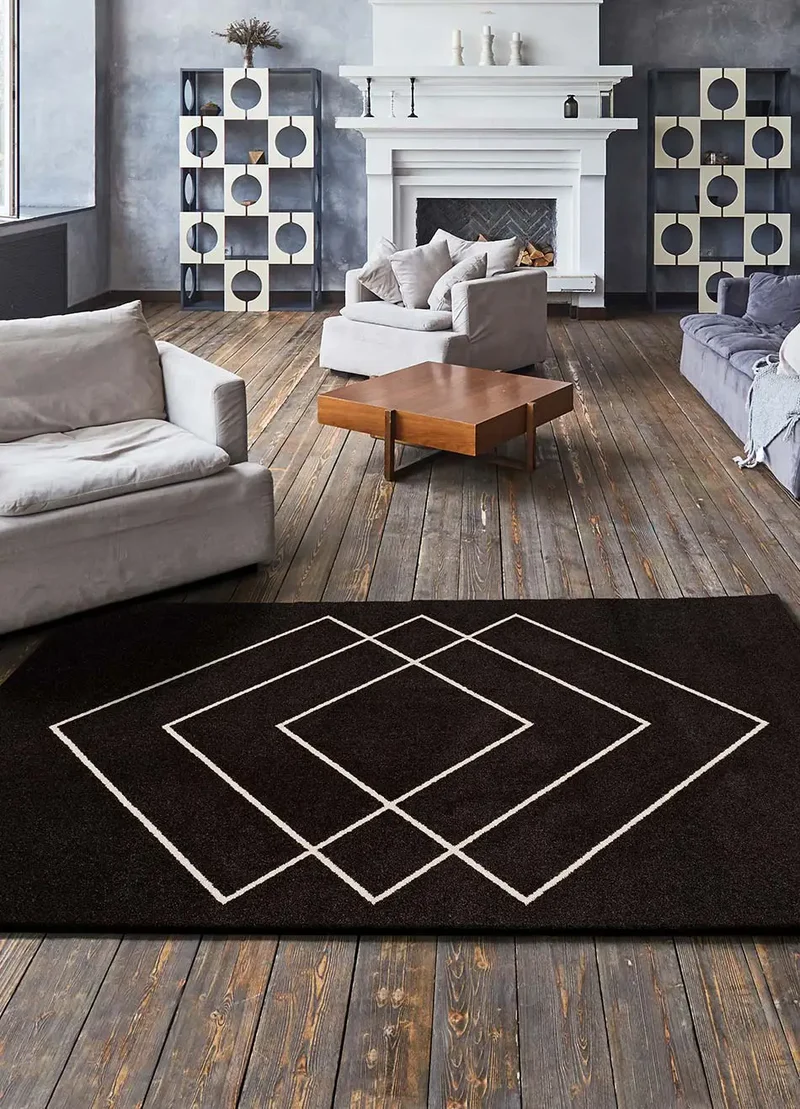 Alfombra geométrica Breda 12180 Negro