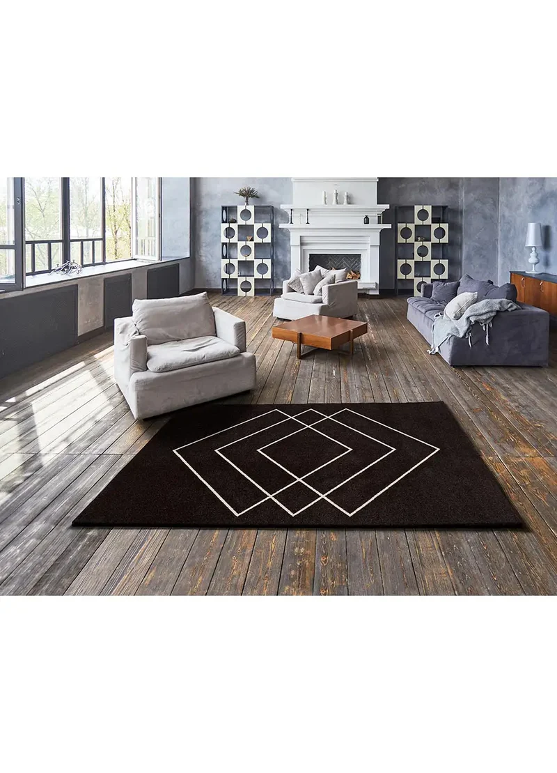 Alfombra geométrica Breda 12180 Negro