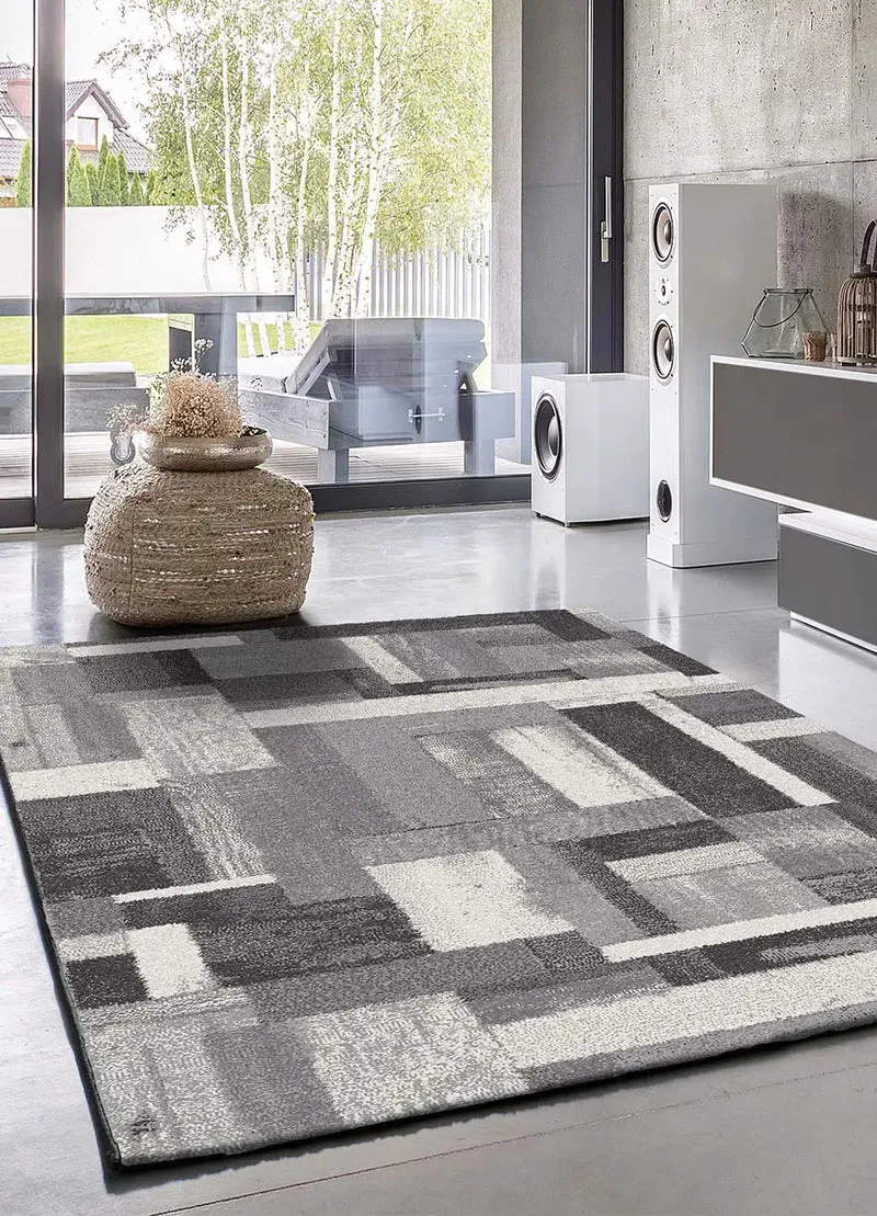 Alfombra geométrica Amber 12006 Gris