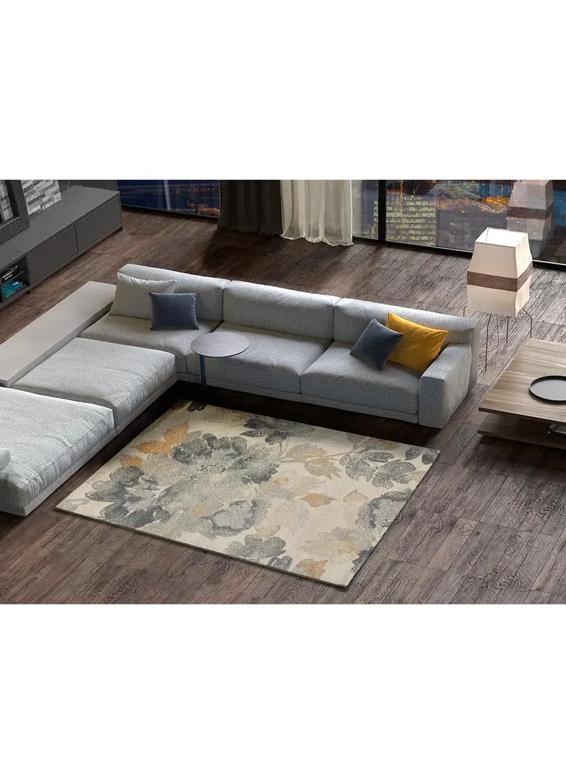 Alfombra con motivos florales Flores Sunset 12337 Gris y Beige
