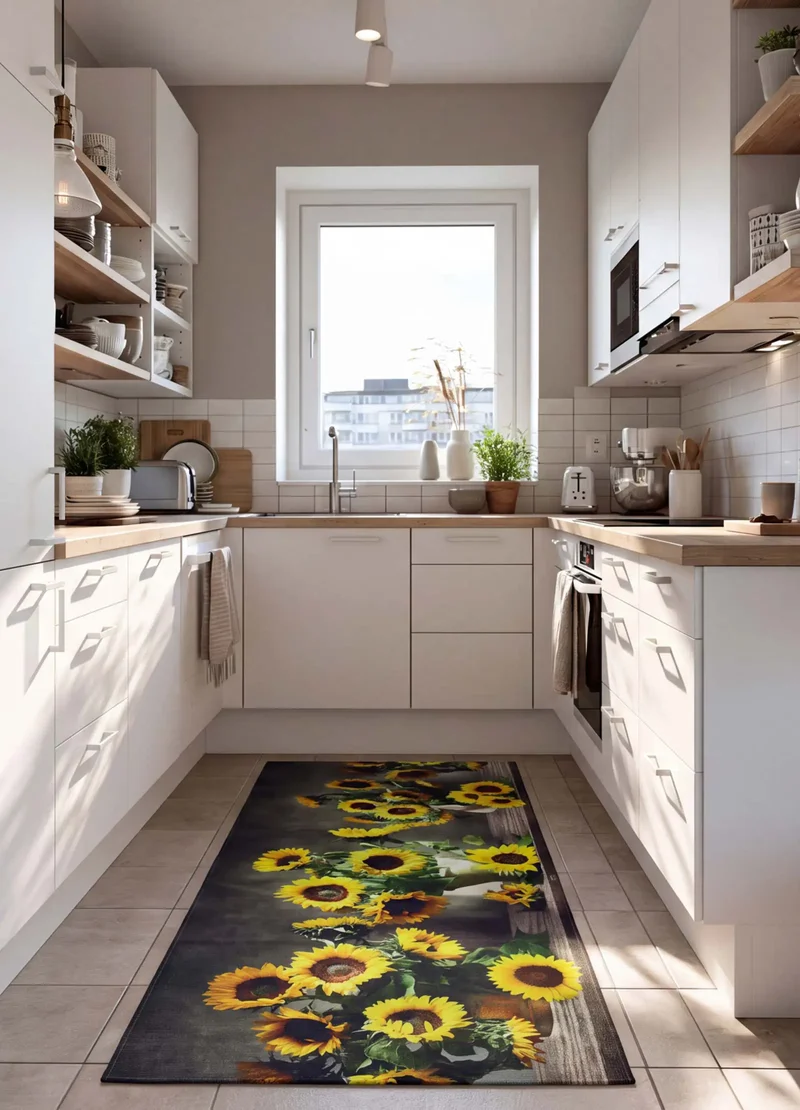Alfombra de cocina antideslizante Ricci Sunflowers