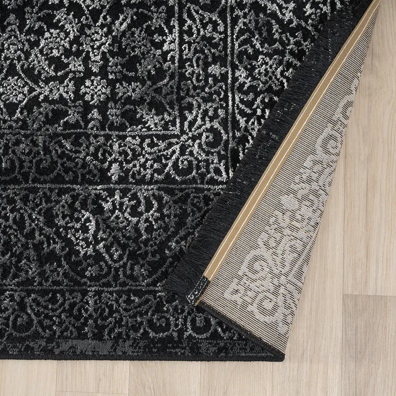 Teppich Wohnzimmer mit Ornament-Muster Elegant goldenes Akzent, Hochwertig-Pflegeleicht-Qualitativ