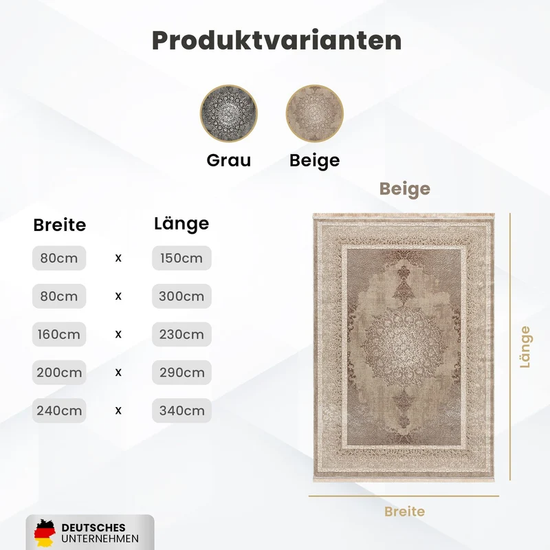 Teppich Kurzflor Moderner Teppich mit Ornament-Muster – Pflegeleicht & Robust – Für Fußbodenheizung geeignet