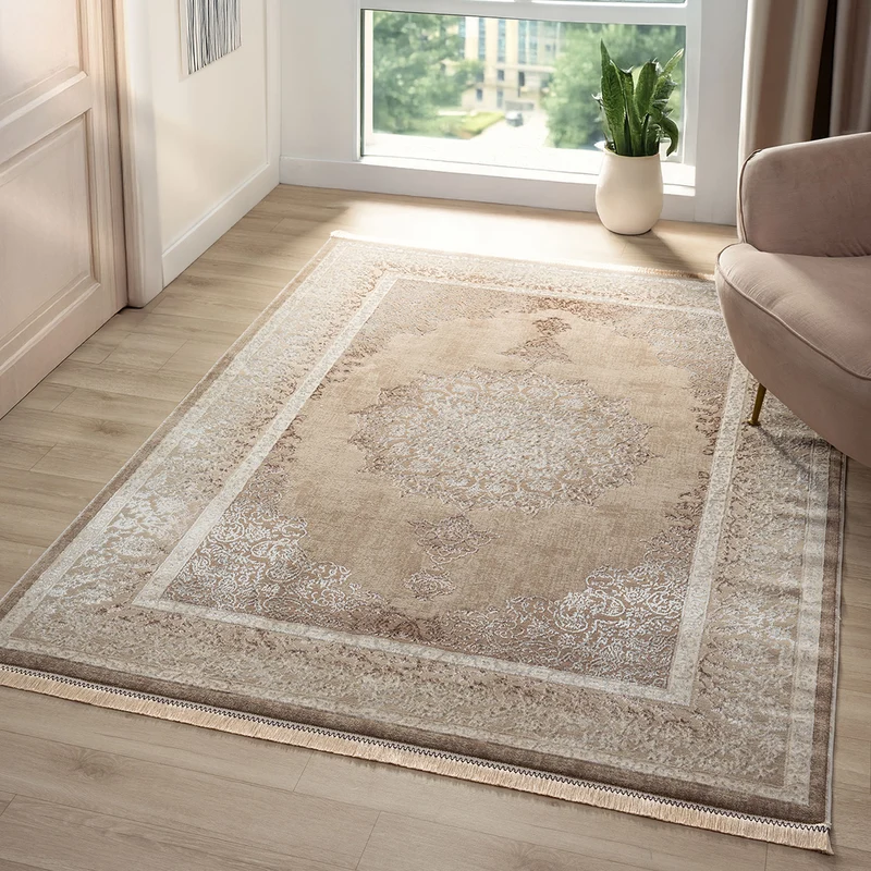 Teppich Kurzflor Moderner Teppich mit Ornament-Muster – Pflegeleicht & Robust – Für Fußbodenheizung geeignet