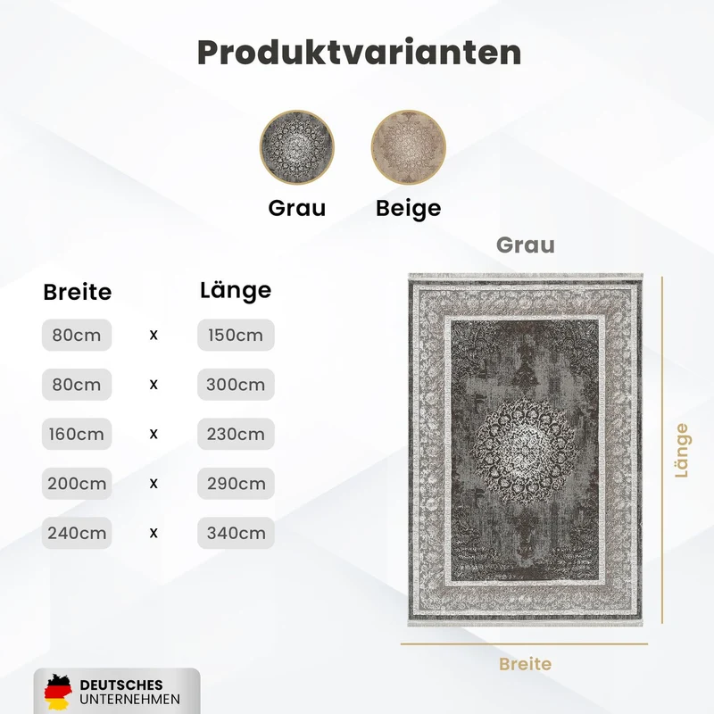 Teppich Kurzflor Moderner Teppich mit Ornament-Muster – Pflegeleicht & Robust – Für Fußbodenheizung geeignet