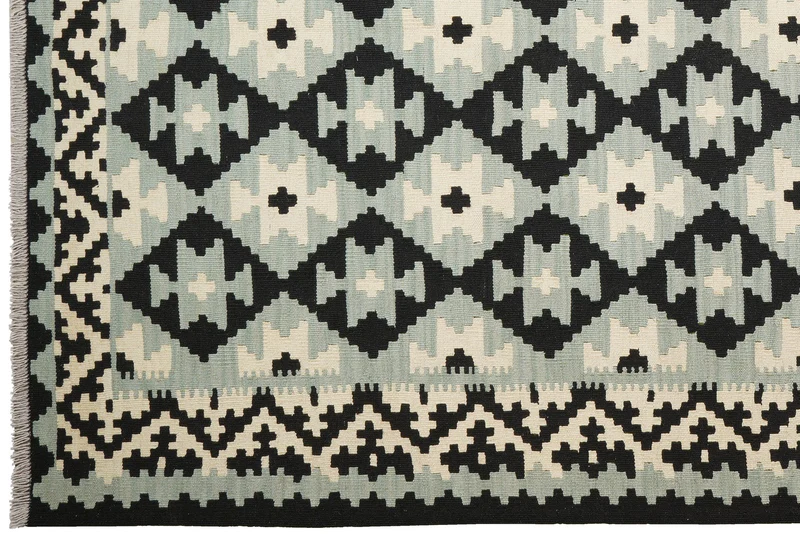 Kelim Gashgai · Handgewebt – Grau, 238x174 cm