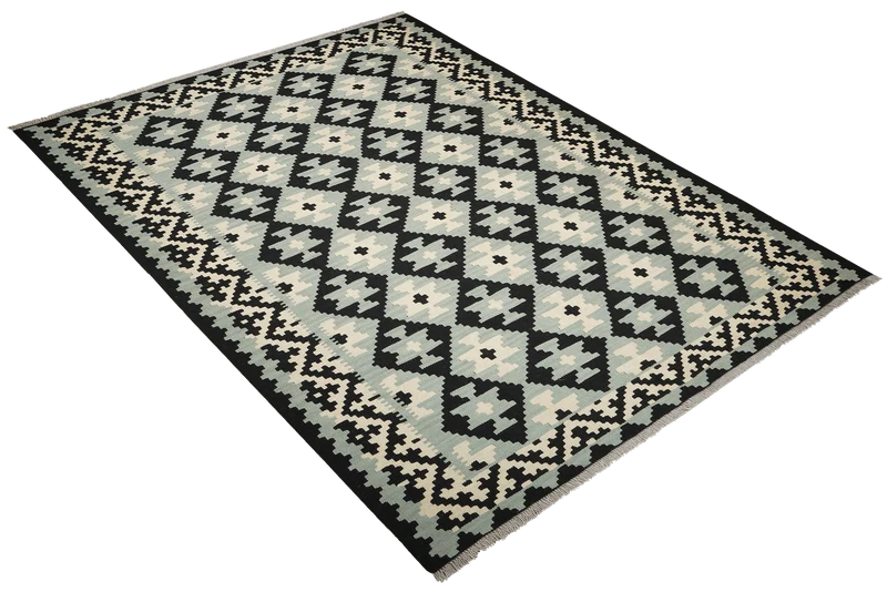 Kelim Gashgai · Handgewebt – Grau, 238x174 cm