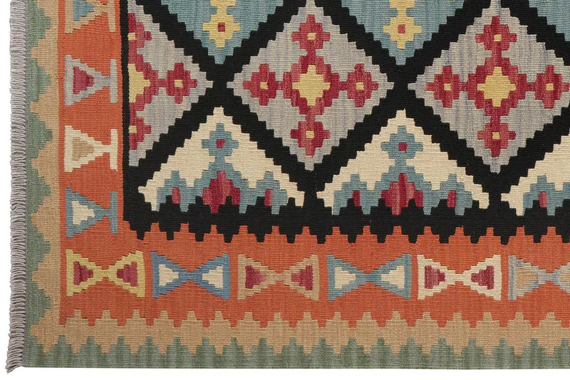 Kelim Gashgai · Handgewebt – Schwarz, 195x159 cm