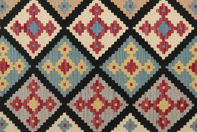 Kelim Gashgai · Handgewebt – Schwarz, 195x159 cm