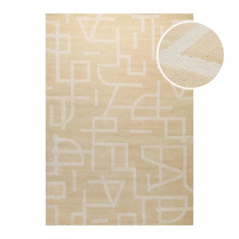 Kurzflor Teppich aus Schurwolle Sand Beige "Beatrice" WECONhome