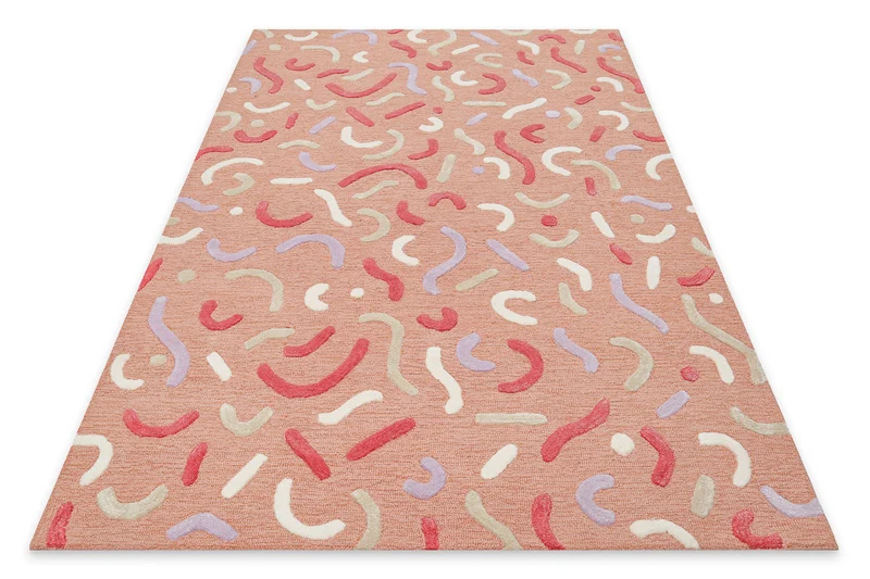Kinderteppich aus Schurwolle Altrosa Multi "Confetti 2.0" Smart Kids