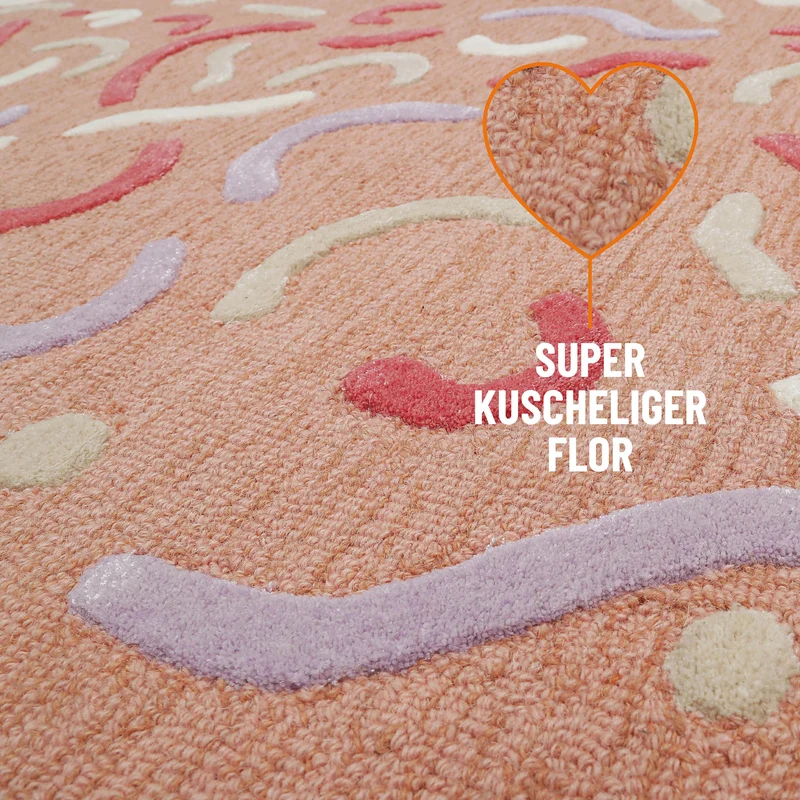 Kinderteppich aus Schurwolle Altrosa Multi "Confetti 2.0" Smart Kids