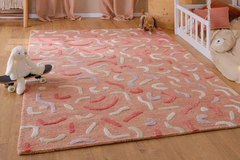 Kinderteppich aus Schurwolle Altrosa Multi "Confetti 2.0" Smart Kids